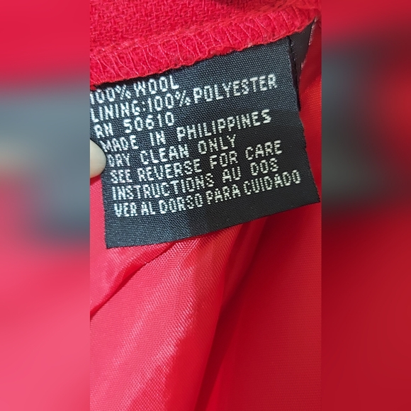 KASPER | 4P 1990s Vintage Deep Red 2PC Crepe Suit w/Skirt. Fully lined. - Picture 7 of 11